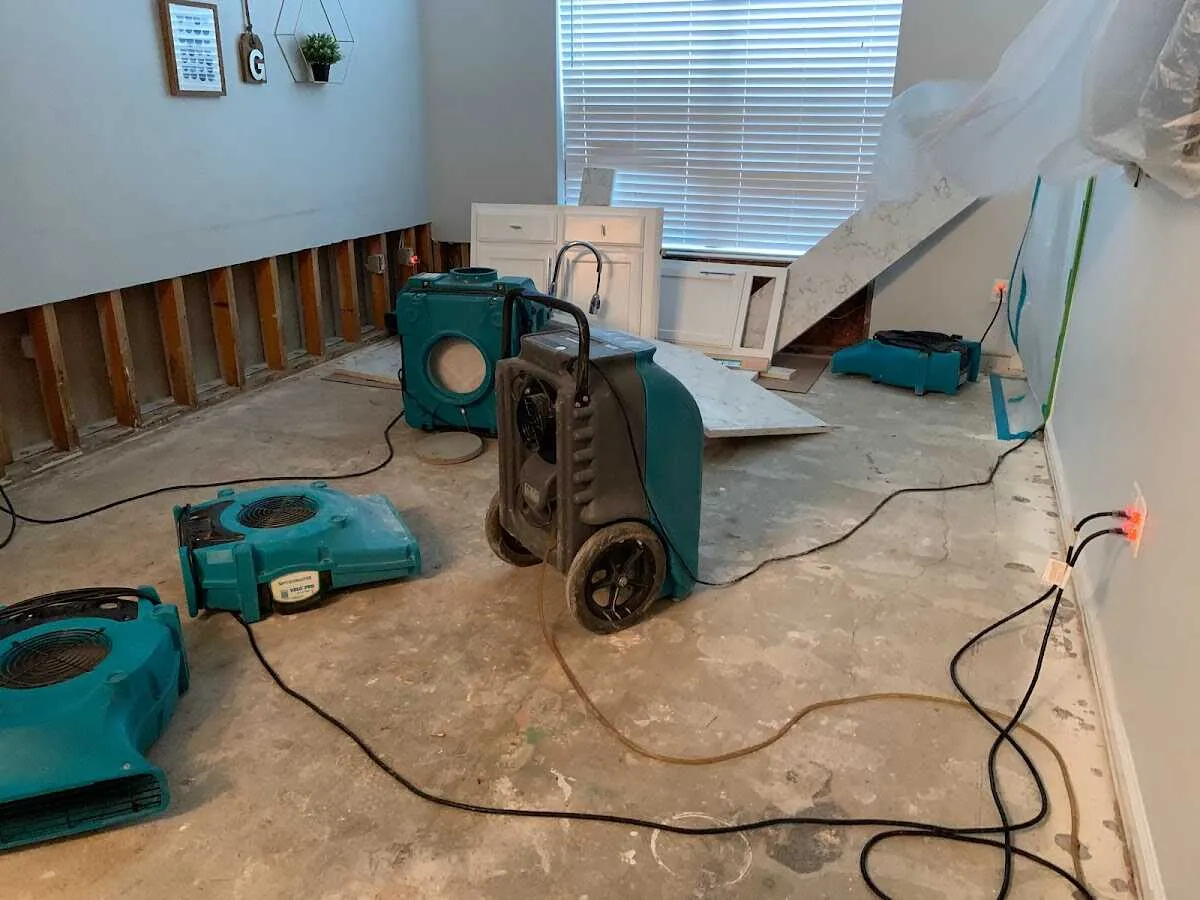Dehumidifier in flood-cut room for Water Damage Restoration in Hightstown