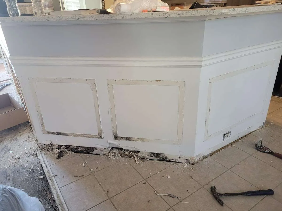 Water damage and mold on kitchen during Storm Damage Restoration in Hightstown